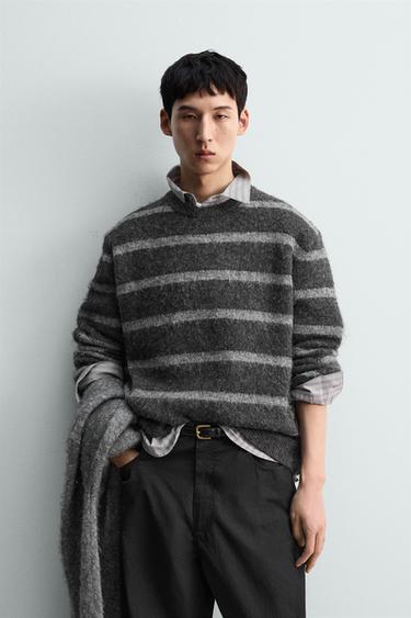 JERSEY CEPILLADO RAYAS BOXY FIT - Gris oscuro de Zara