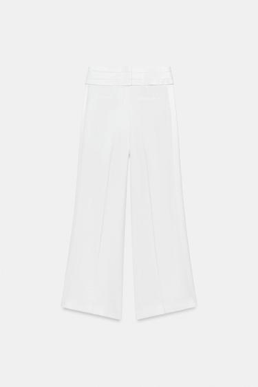 PANTALON CEINTURE EN LIN ZW COLLECTION - Blanc de Zara - Image 5