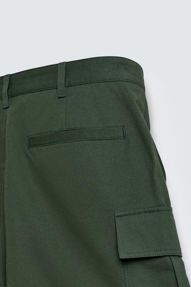 REGULAR FIT CARGO BERMUDA SHORTS - Dark green by Zara - Image 9