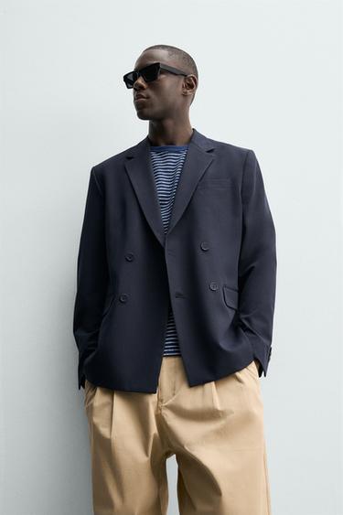 COMFORT DOUBLE-BREASTED BLAZER - Navy blue by Zara - Image 5