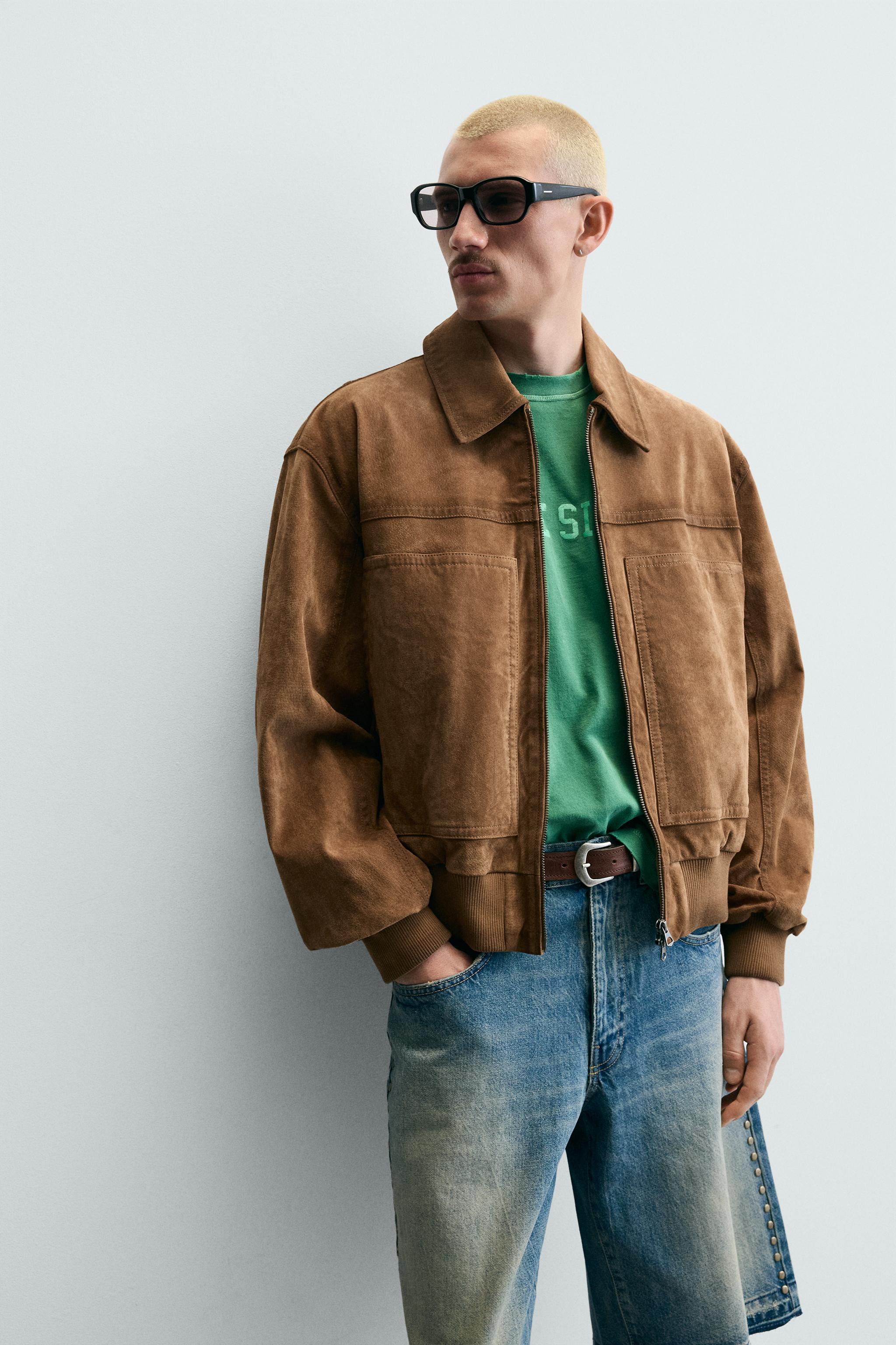 BLOUSON COUPE DÉCONTRACTÉE EN DAIM