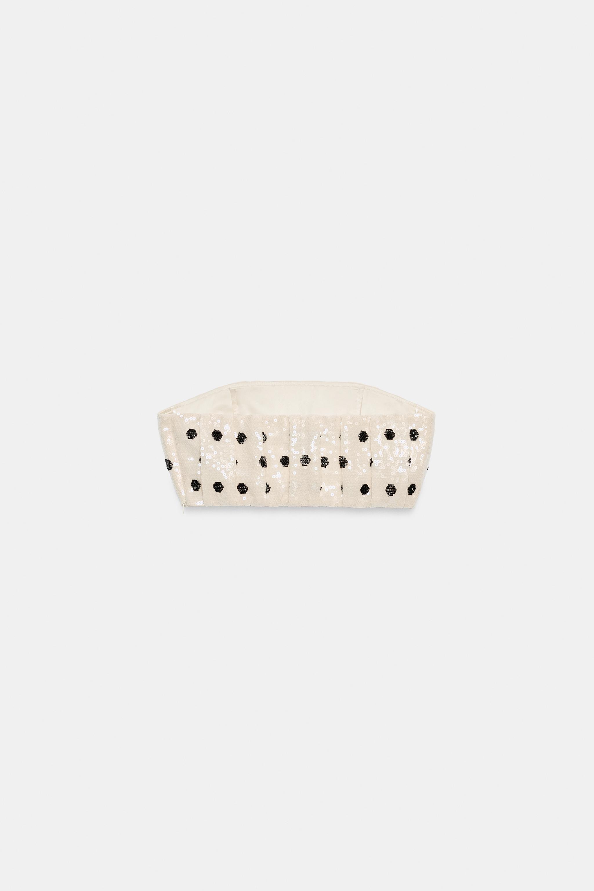 POLKA DOT SEQUIN BANDEAU TOP