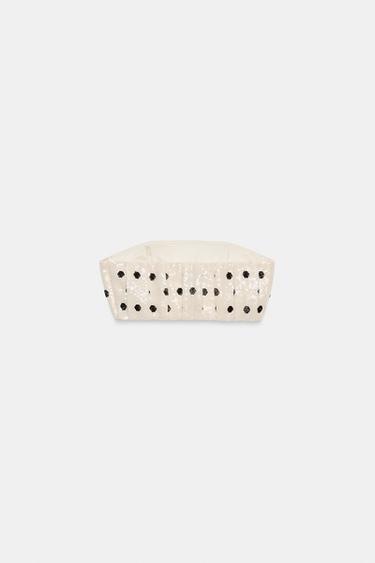 SEQUINNED POLKA DOT BANDEAU TOP - Black / White by Zara - Image 4