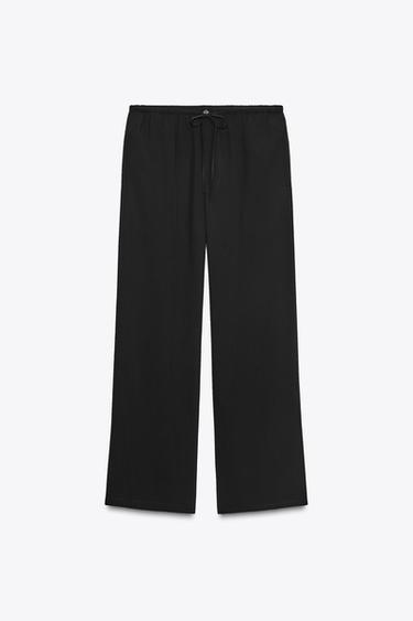 Zara FLOWY PAJAMA PANTS ZW COLLECTION - Black - Image 0