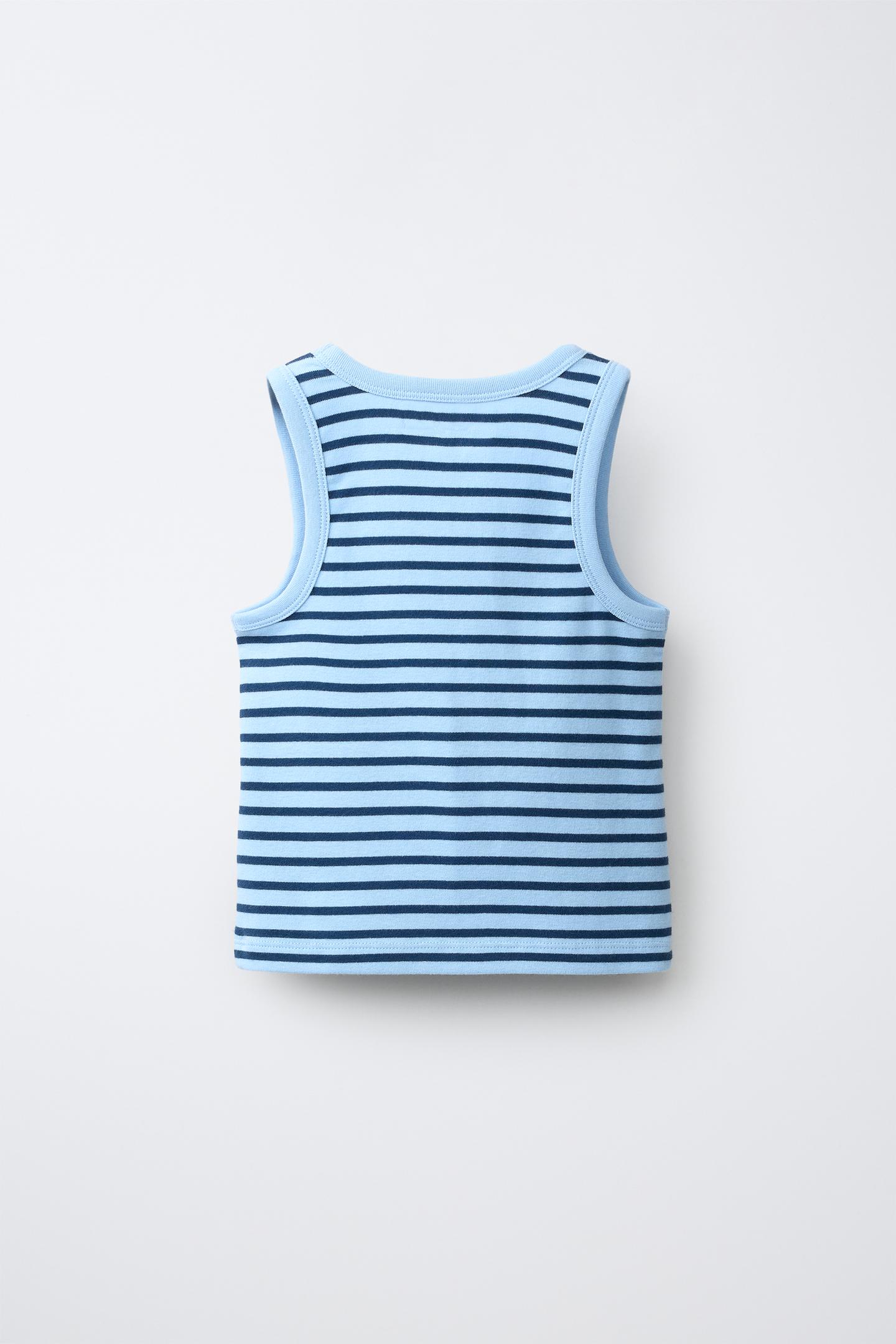 Детская футболка Zara Striped Ribbed, цвет: Полосатый — фото 3