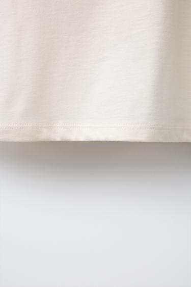 T-SHIRT WITH RAISED SLOGAN - Ecru by Zara - Image 3