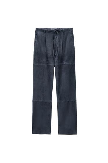Zara LIMITED EDITION SUEDE PANTS - Anthracite grey