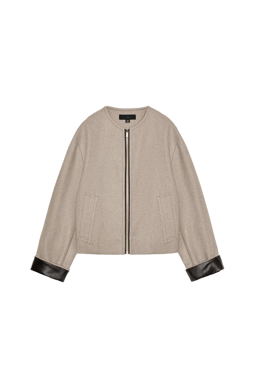 FAUX LEATHER TRIM BOMBER JACKET - image 3