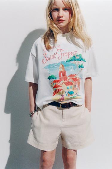 LINEN BLEND BERMUDA SHORTS WITH BUTTONS - Sand by Zara
