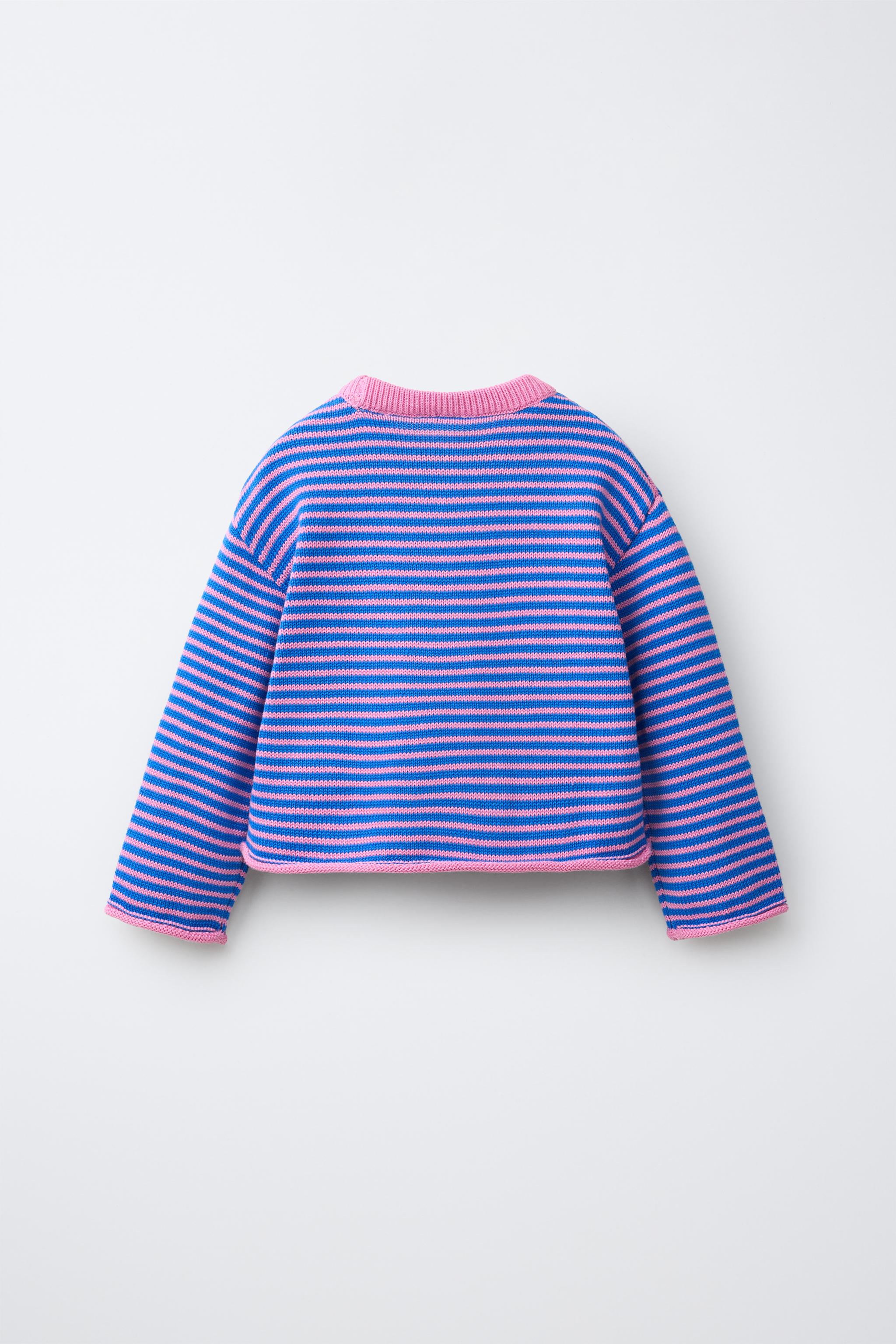 STRIPED EMBROIDERED HEART KNIT SWEATER