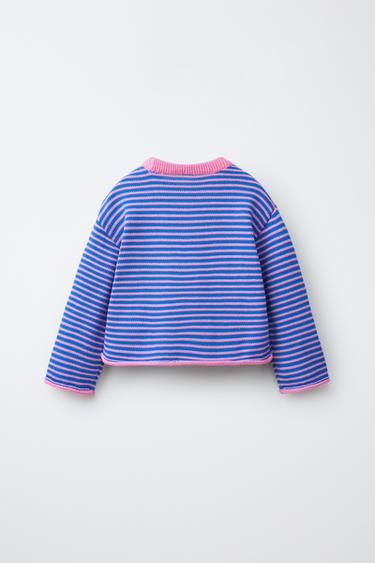 STRIPED EMBROIDERED HEART KNIT SWEATER — Multicolored 2