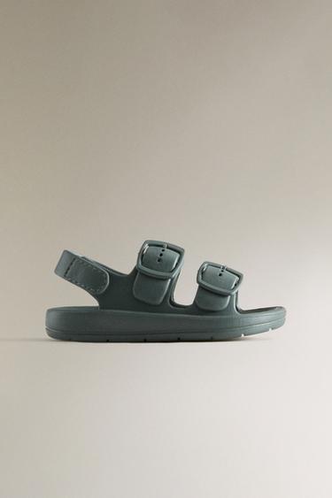 볼륨 버클 샌들 - Zara 그린