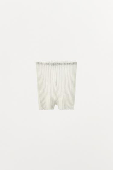 Zara PLEATED FINE KNIT BRIEFS - White