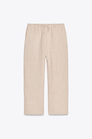 PANTALON 100 % LIN ZW COLLECTION - Rayure rouge de Zara - Image 6