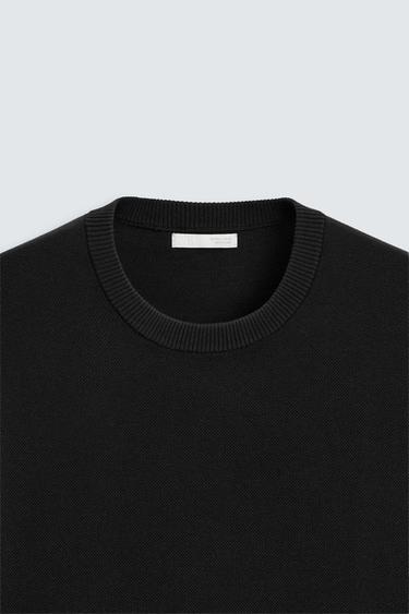 RELAXED FIT KNIT T-SHIRT - Black by Zara - Image 7