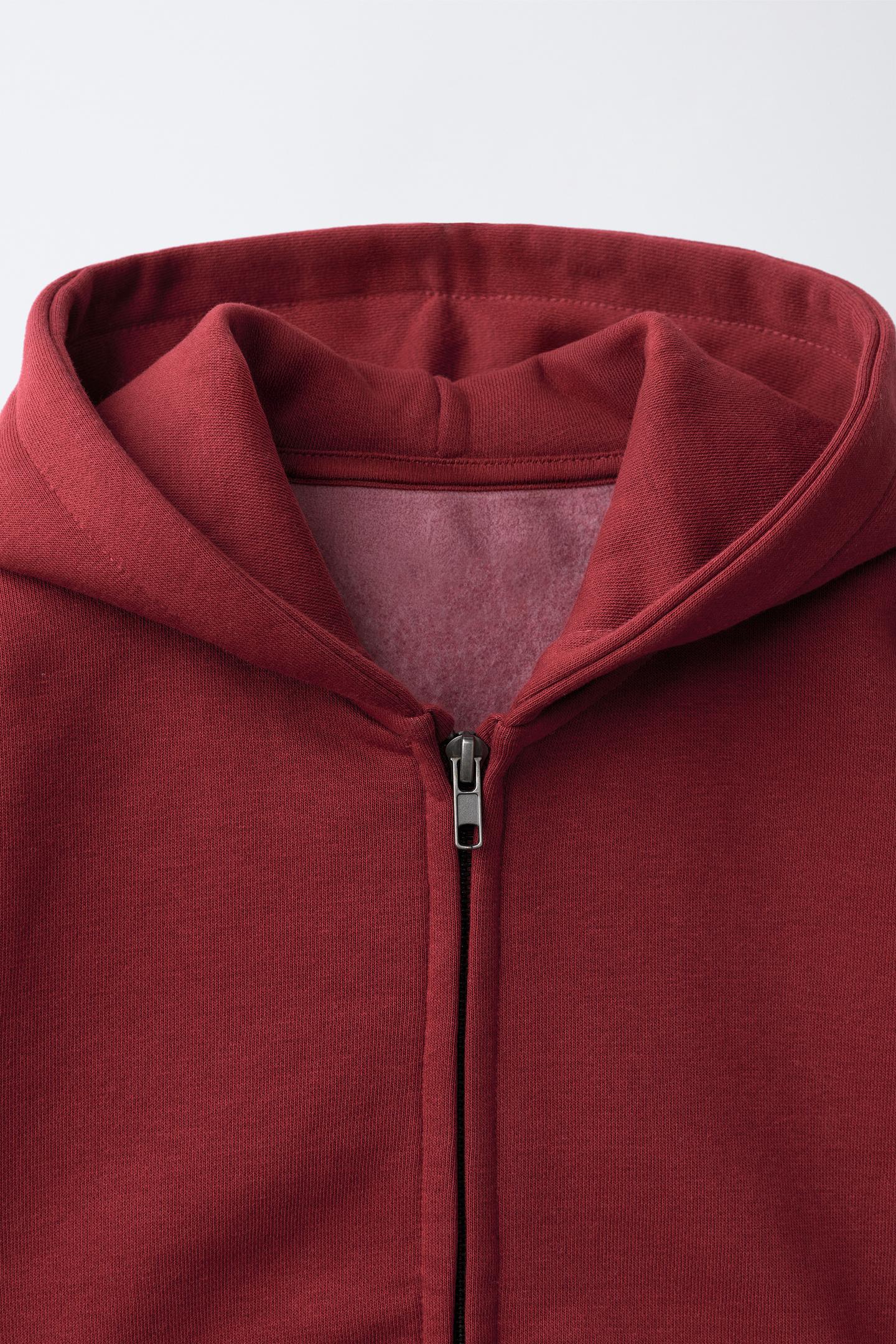 Детская толстовка Zara Embroidered Zip-Up, цвет: Тёмный красный — фото 4