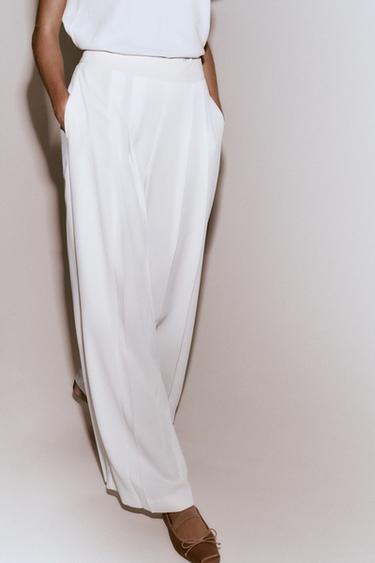 PALAZZO TROUSERS WITH DARTS - Oyster-white by Zara