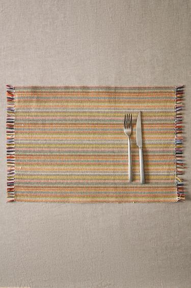 STRIPED COTTON PLACEMAT (PACK OF 2) - Orange by Zara