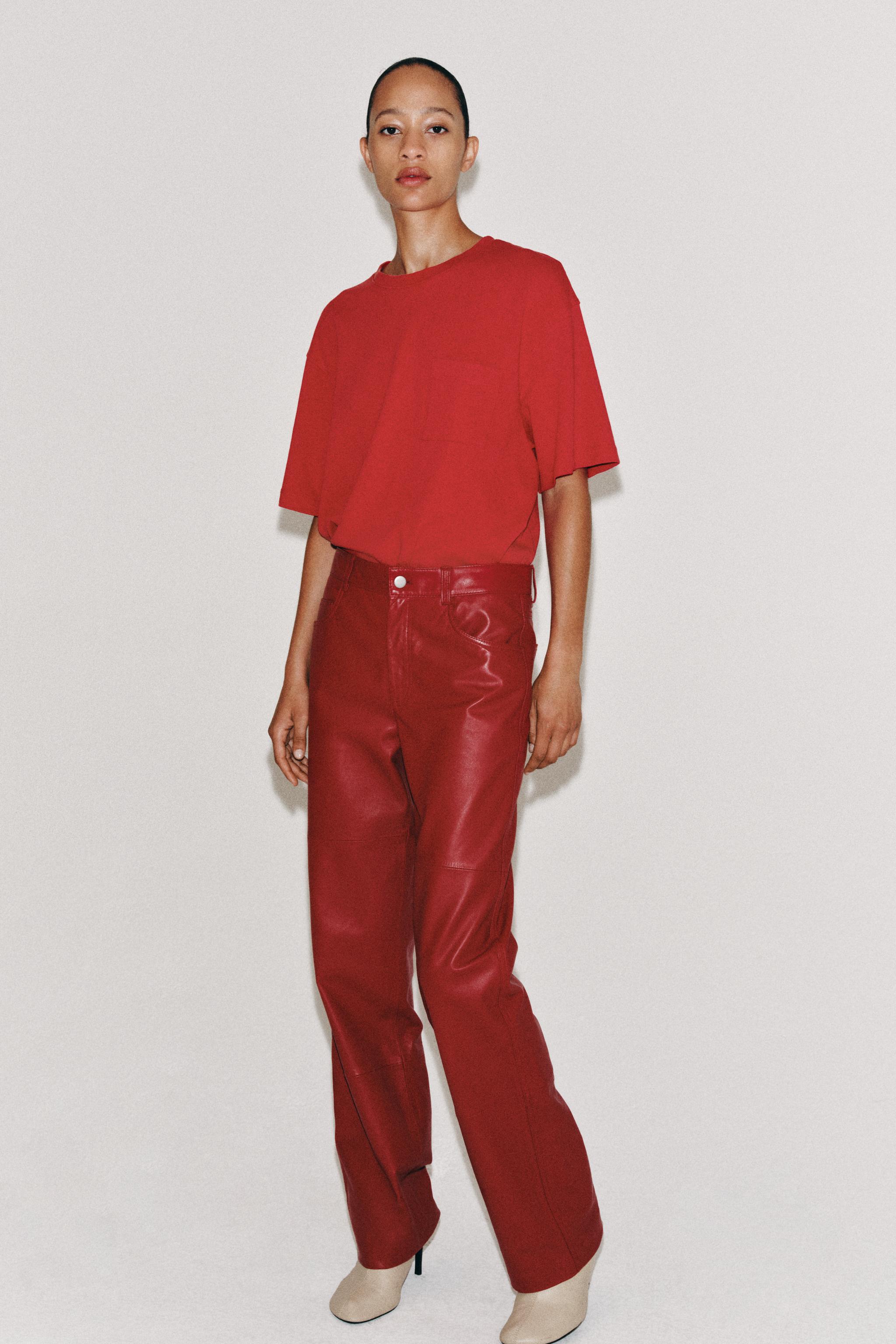 ZW COLLECTION LIMITED EDITION 100% LEATHER PANTS — Red