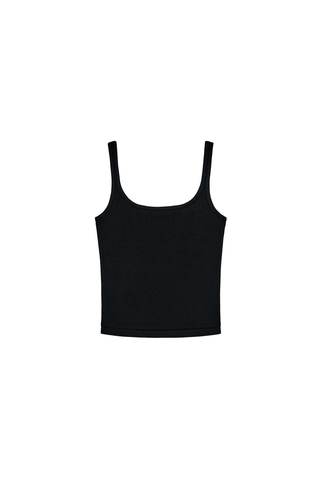 Modal Cotton Strappy Top - Black by Zara