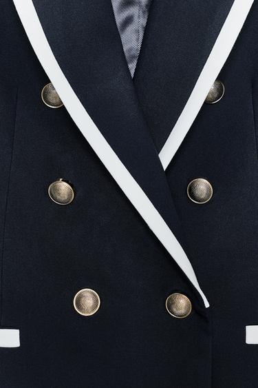 WAISTCOAT WITH CONTRAST TRIMS - Navy blue by Zara - Image 8