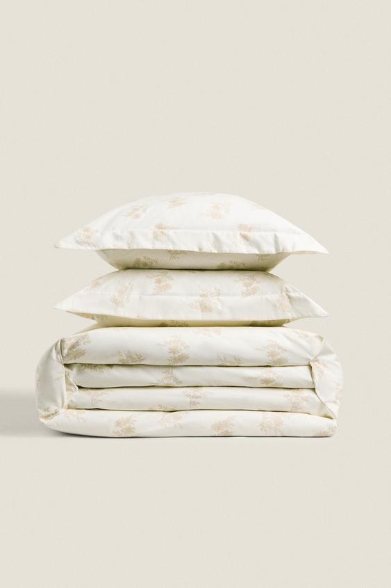 FLORAL PRINT DUVET COVER Beige ZARA United States