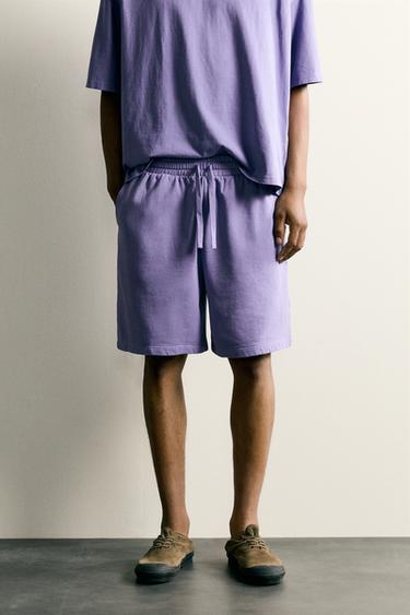 BASIC FADED JOGGER BERMUDA SHORTS - Purple by Zara