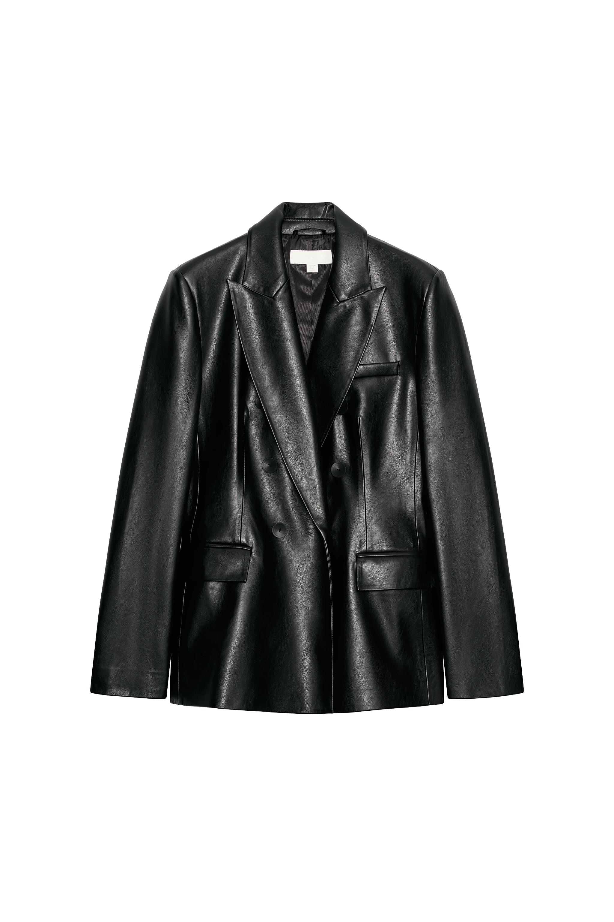 フェイクレザーダブルブレストブレザー - ブラック | ZARA Japan / 日本