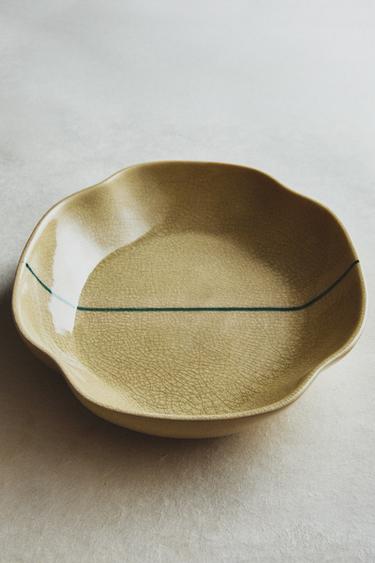 STRIPED CERAMIC TRAY - Ecru / Green by Zara - Image 4