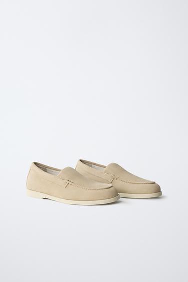 LEATHER DECK SHOES — Sandy Brown 2