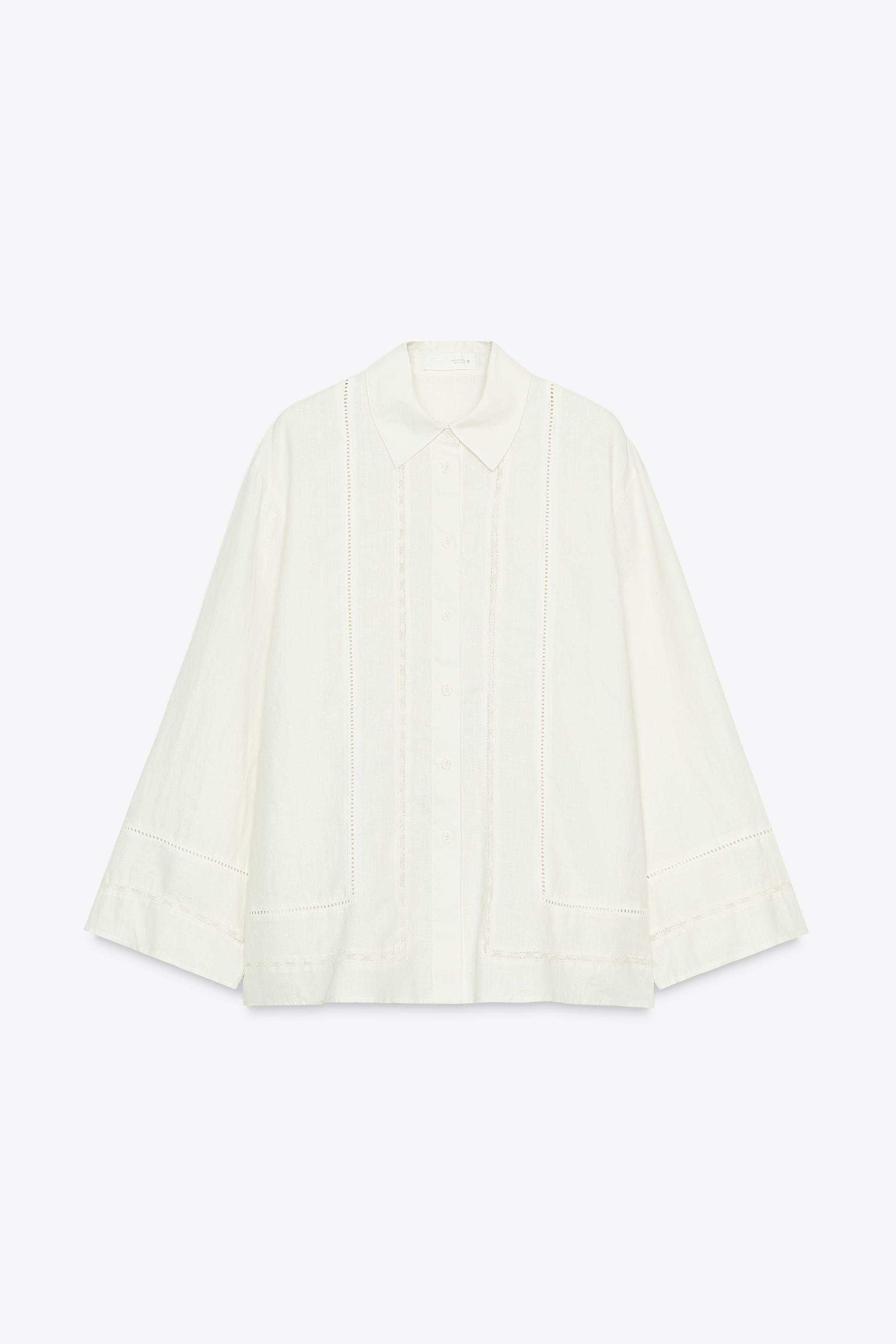 100% LINEN LACE TRIM SHIRT ZW COLLECTION