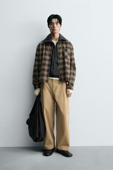 Zara 寬管休閒長褲 - 焦糖色