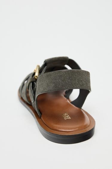 SPLIT SUEDE CAGE SANDALS - Grey by Zara - Image 4