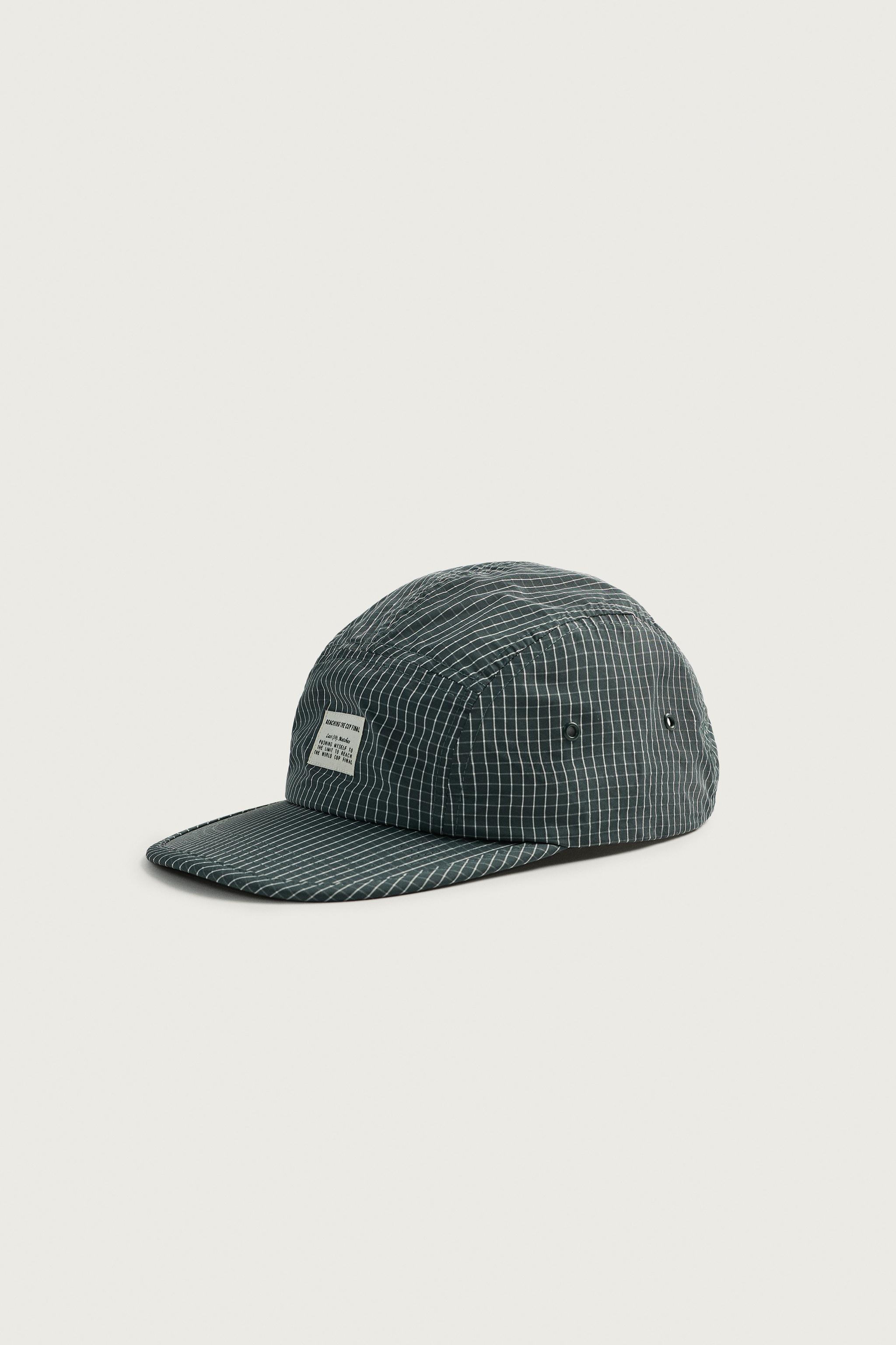 CHECKED FLAT BRIM CAP — Green