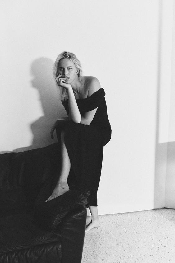 Zara Knit midi dress with exposed shoulders - Black - Image 0