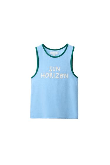 CAMISETA EFECTO TOALLA TEXTO - Azul claro de Zara