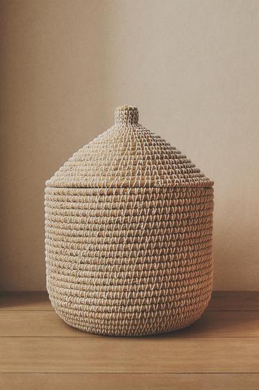 CESTA REDONDA TAPA - Beige claro de Zara