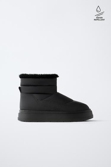 QUILTED WATER-REPELLENT ANKLE BOOTS - Black by Zara - Image 0
