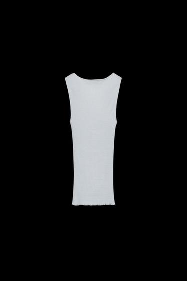 LACE RIBBED T-SHIRT - Blue / Grey by Zara