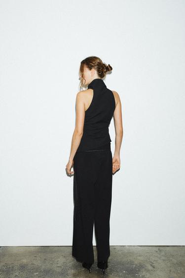 TOP WITH KNOT AND TOPSTITCHING - Black by Zara - Image 5