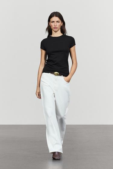 Zara Short sleeve slim fit T-shirt - Black - Image 0