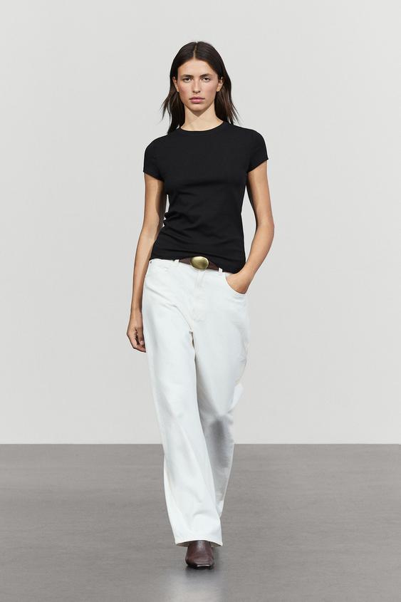 Zara Short sleeve slim fit T-shirt - Black - Image 0