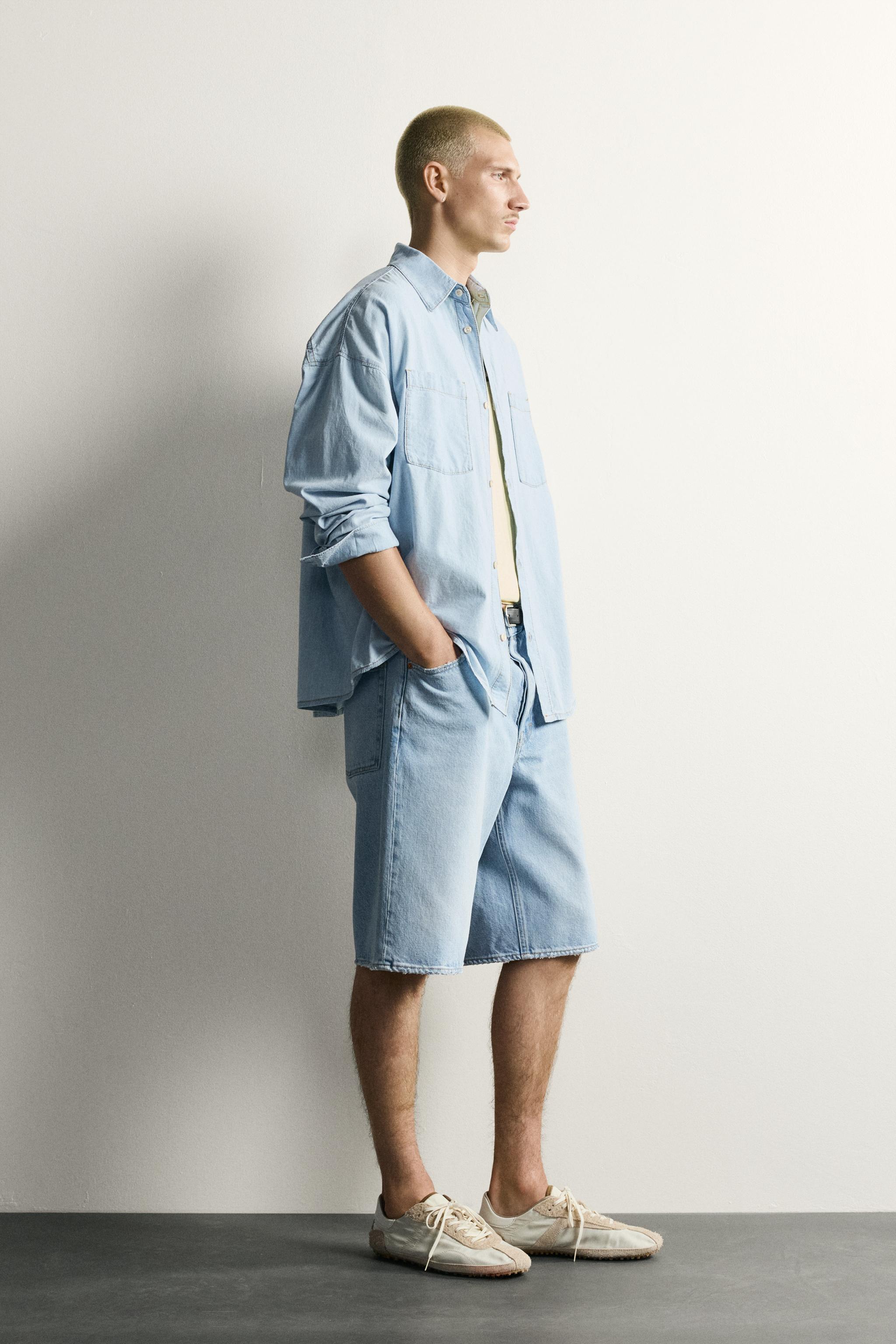 Мужские рубашки Zara LIGHTWEIGHT WASHED DENIM SHIRT — фото 4