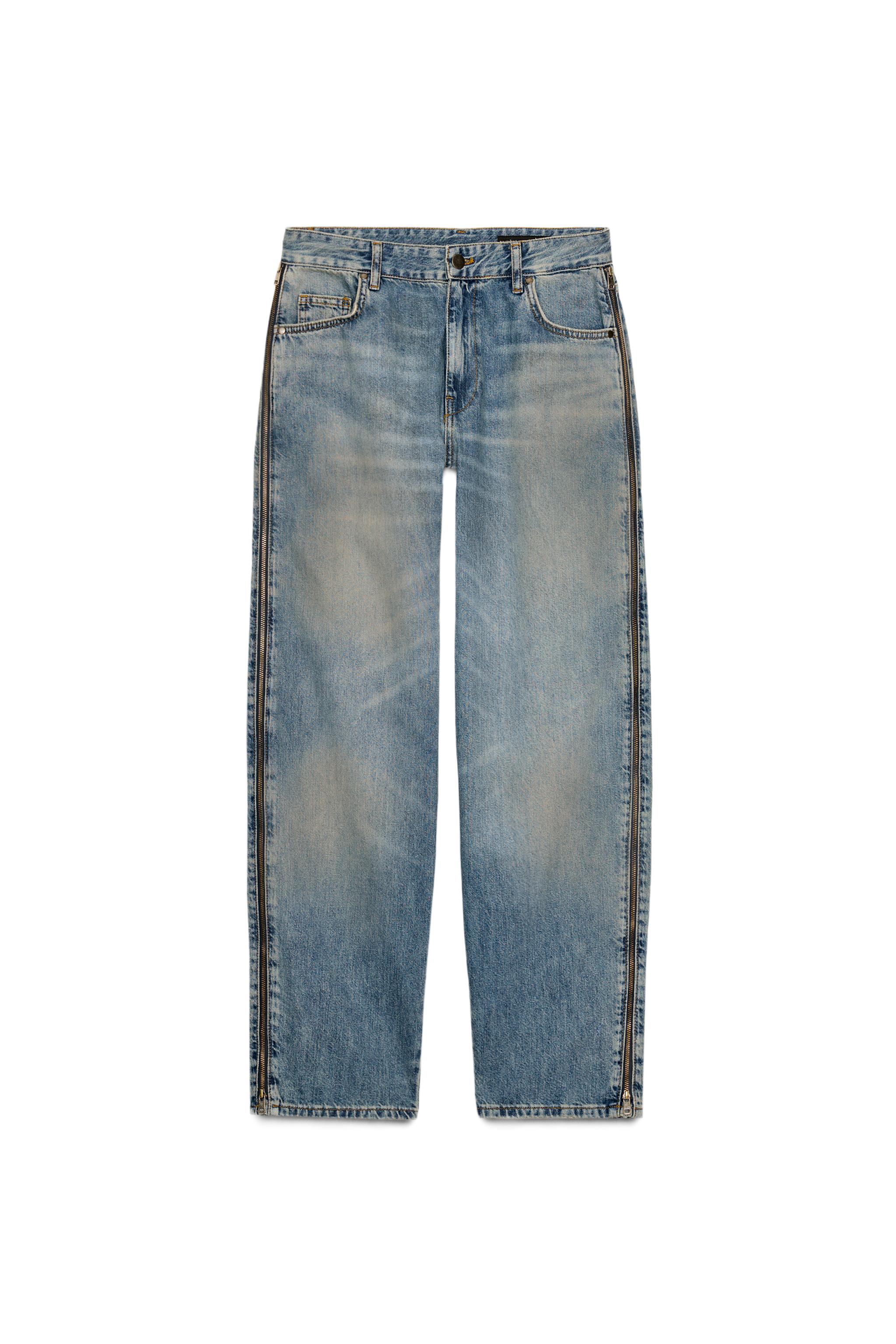 ZW COLLECTION MID-WAIST ZIP JEANS LIMITED EDITION - Blue | ZARA