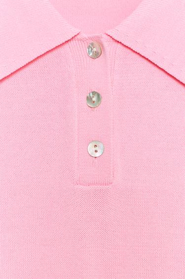 POLO EN MAILLE À MANCHES COURTES - Rose moyen de Zara - Image 7
