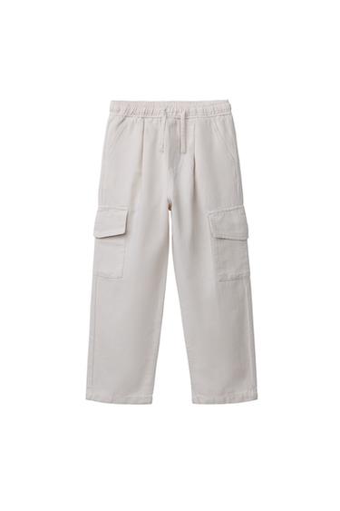 PANTALÓN CARGO ALGODÓN Y LINO - Crudo de Zara