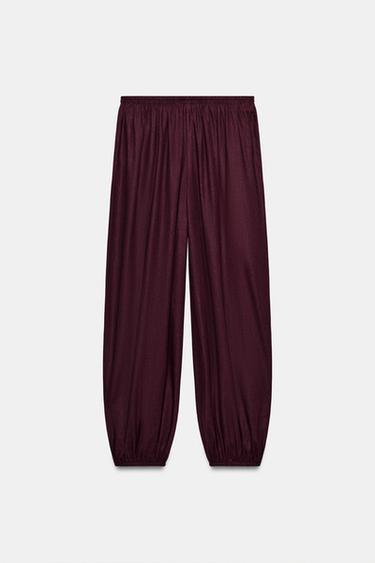 PANTALON BOUFFANT AVEC LIN - Aubergine de Zara - Image 5