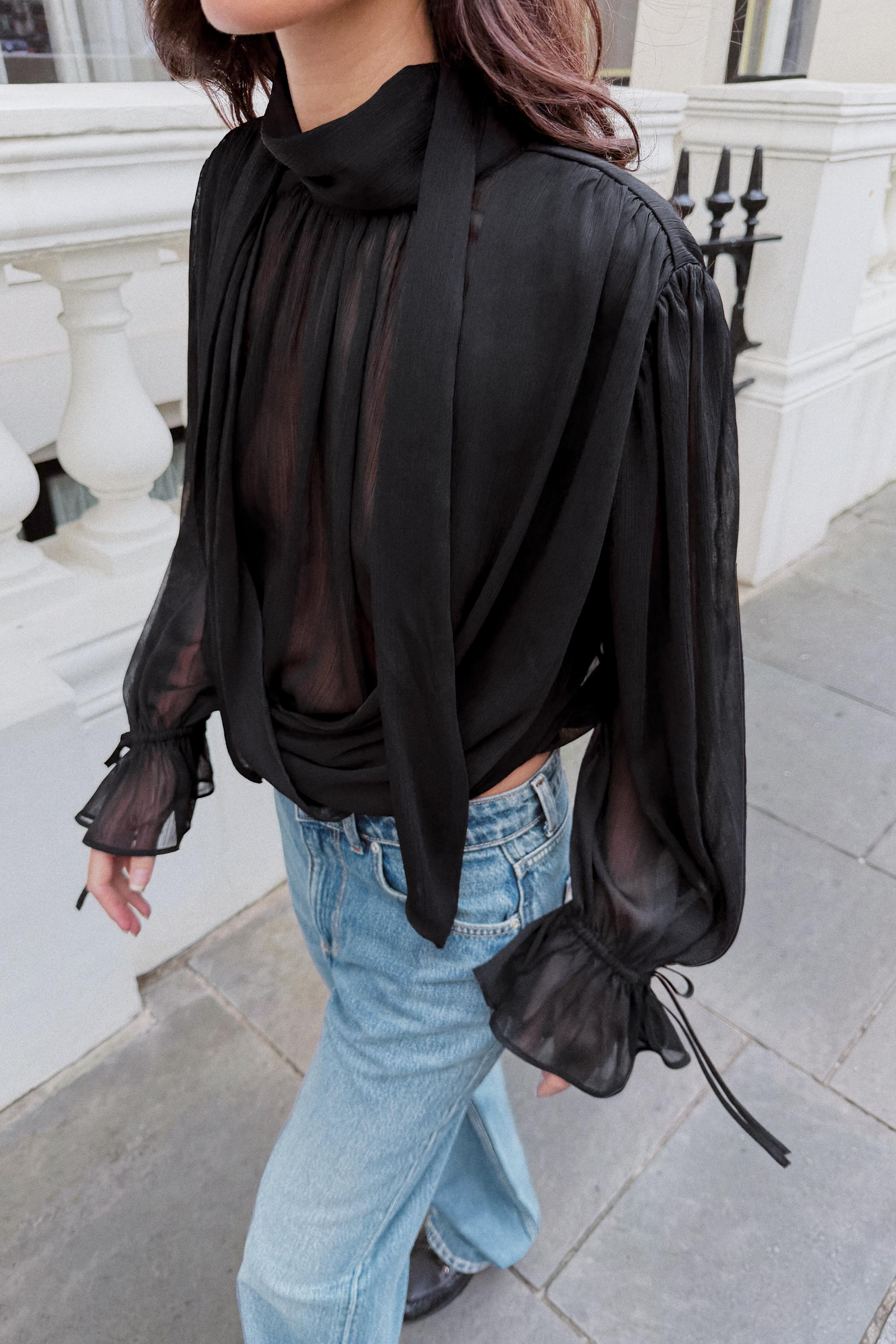 DRAPED BACK-TIE BODYSUIT