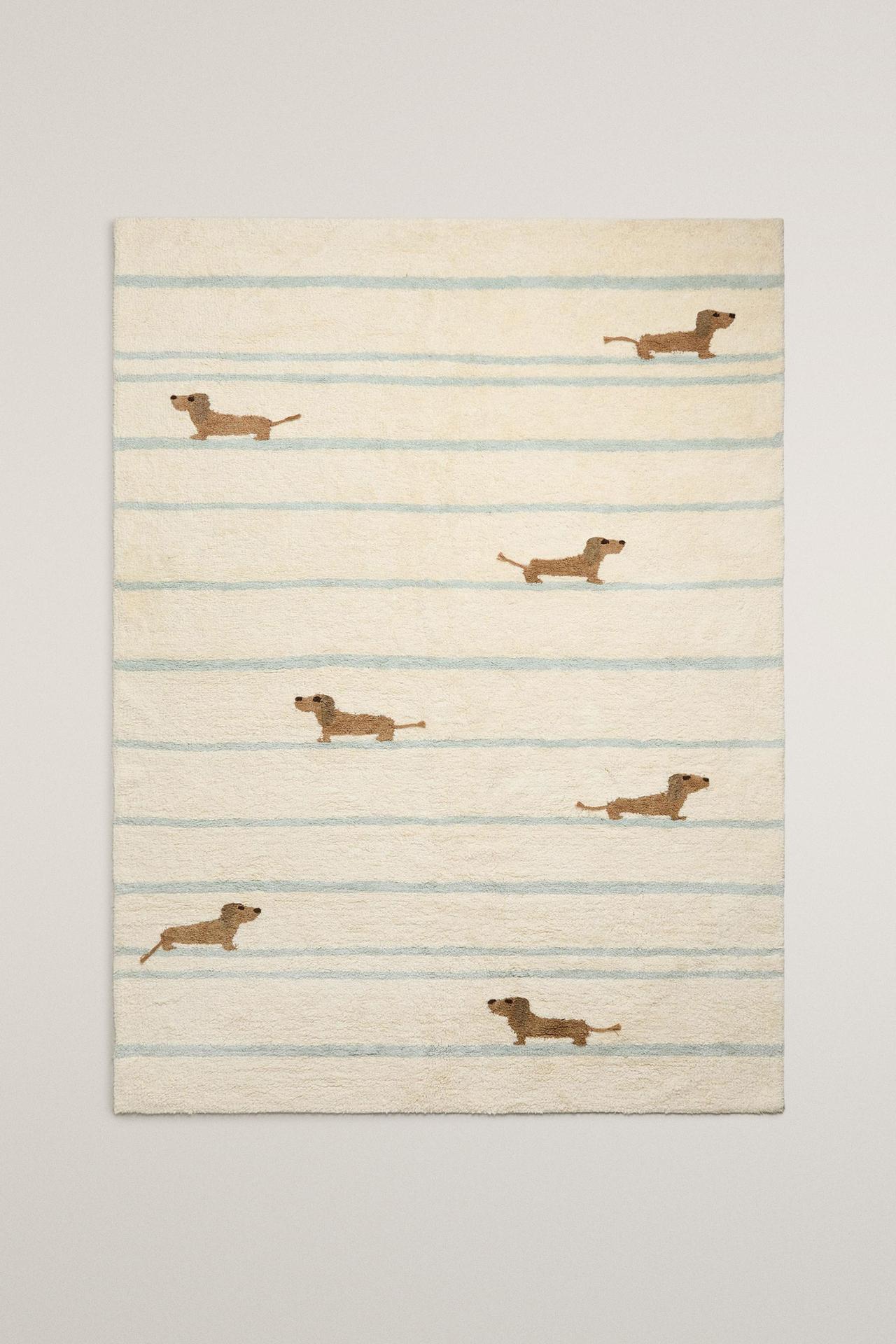KIDS' COTTON DOG AREA RUG — Oyster-white