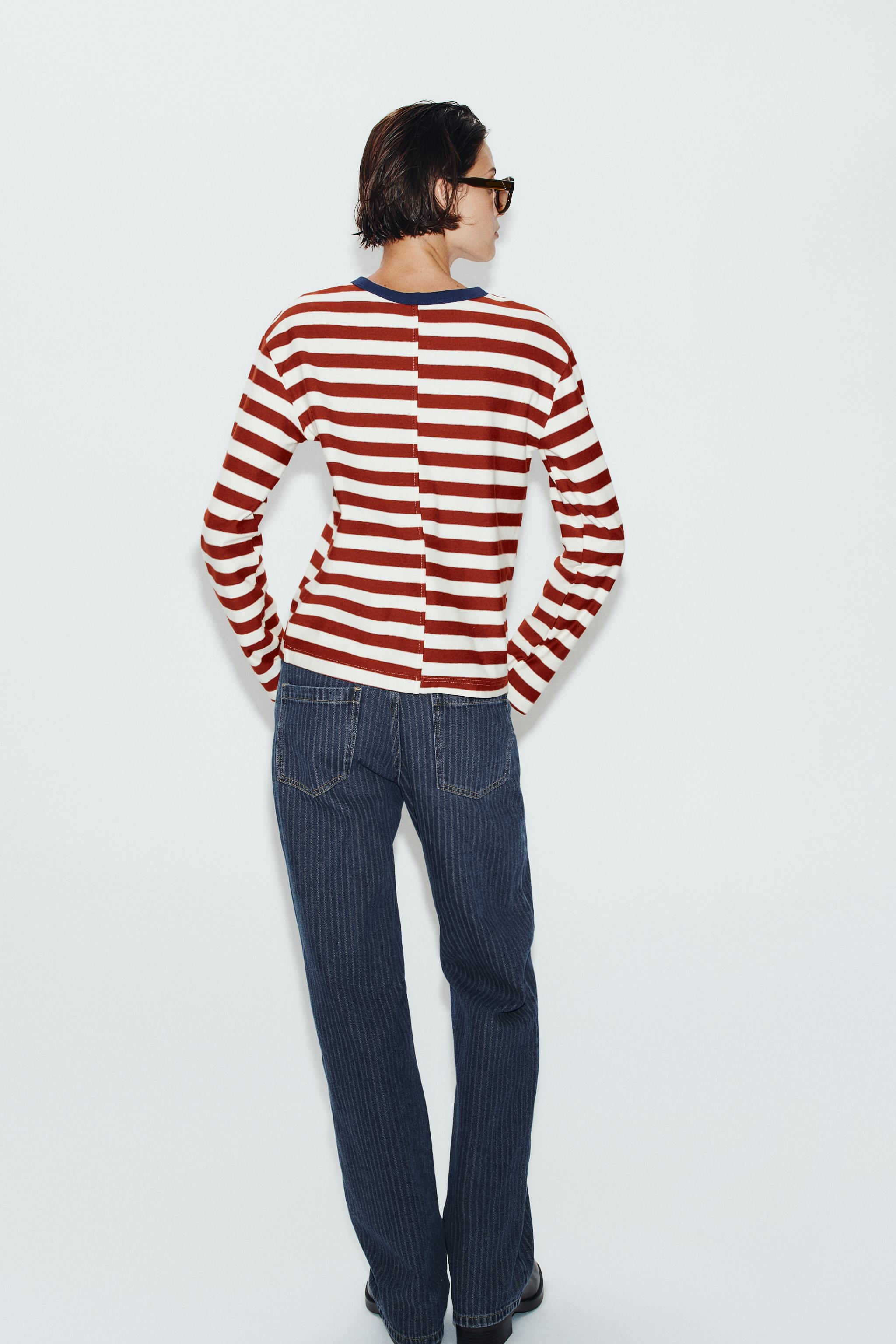 Zara GENİŞ ÇİZGİLİ T-SHIRT görsel 5